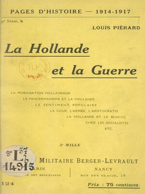 cover image of La Hollande et la guerre